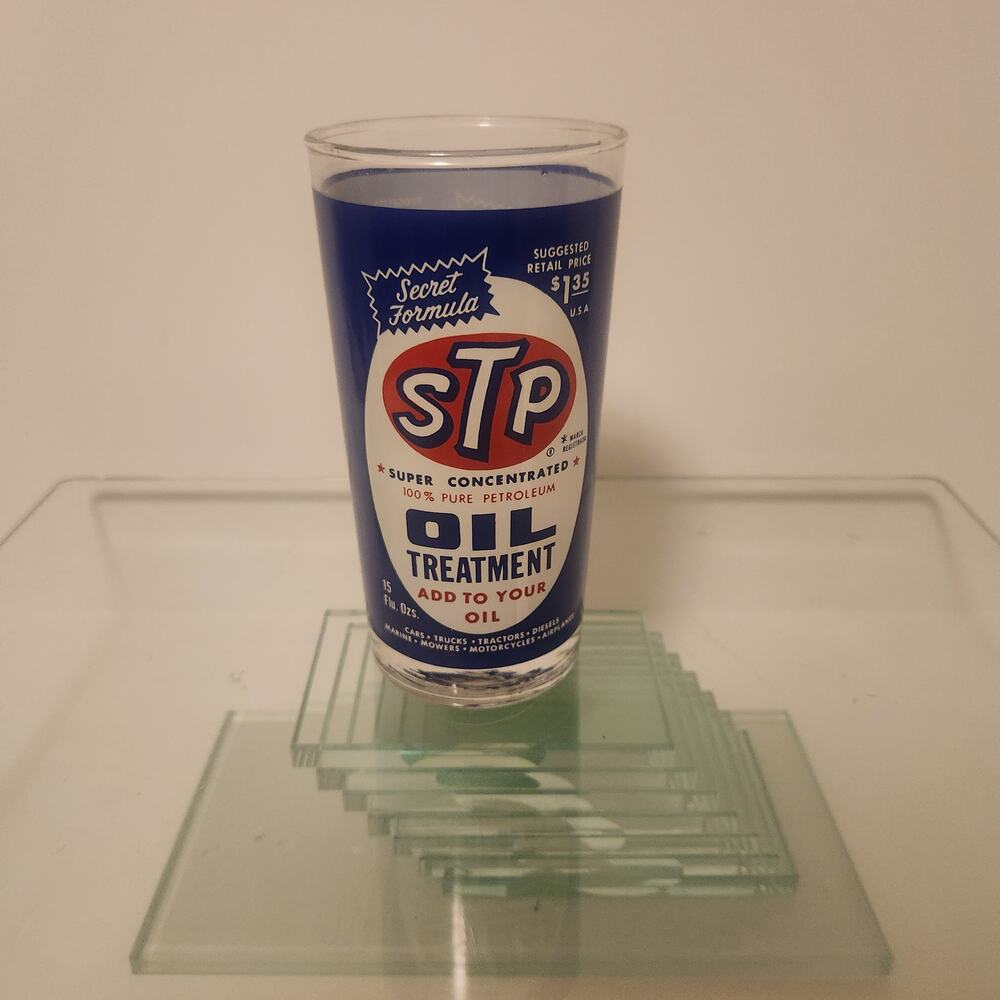 Vintage 15 ounce STP Oil Treatment Glass Tumbler